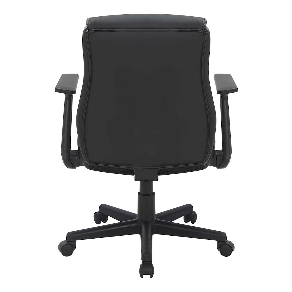 Mid-Back Managers Chair with Flip Up Arms in Black Faux Leather