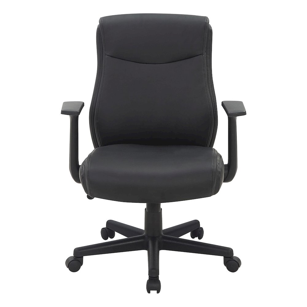 Mid-Back Managers Chair with Flip Up Arms in Black Faux Leather