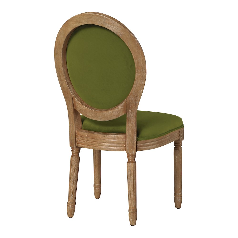 Lillian Oval Back Chair in Moss Fabric with Brushed Frame
