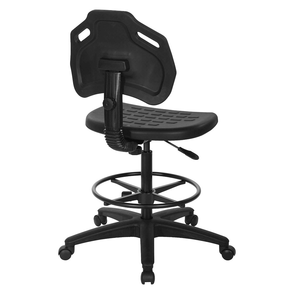 Black Skinned Urethane Drafting Chair With Adjustable Black Footrest And Casters