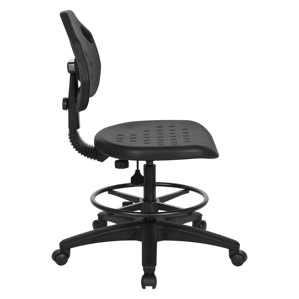Black Skinned Urethane Intermediate Drafting Chair Adjustable Black Footrest