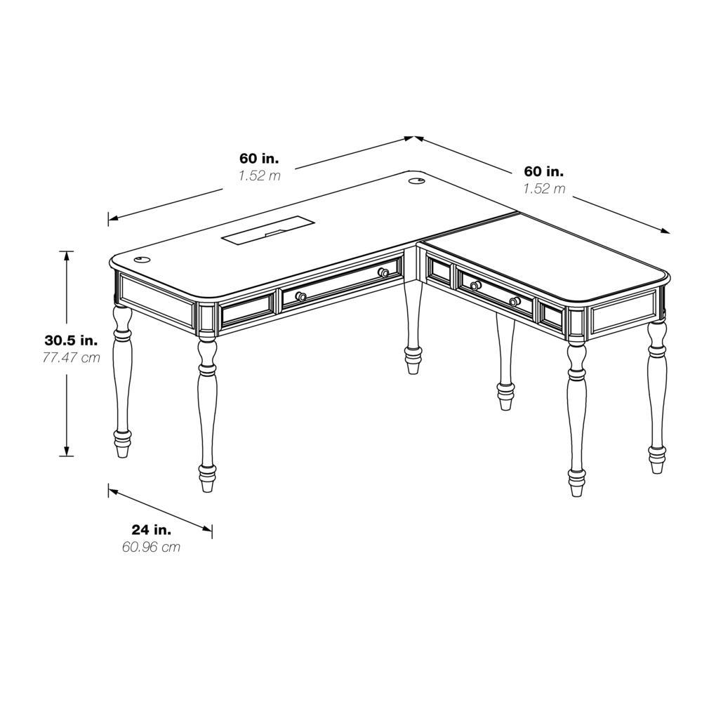 Country Meadows L-Shaped Desk w/PWR