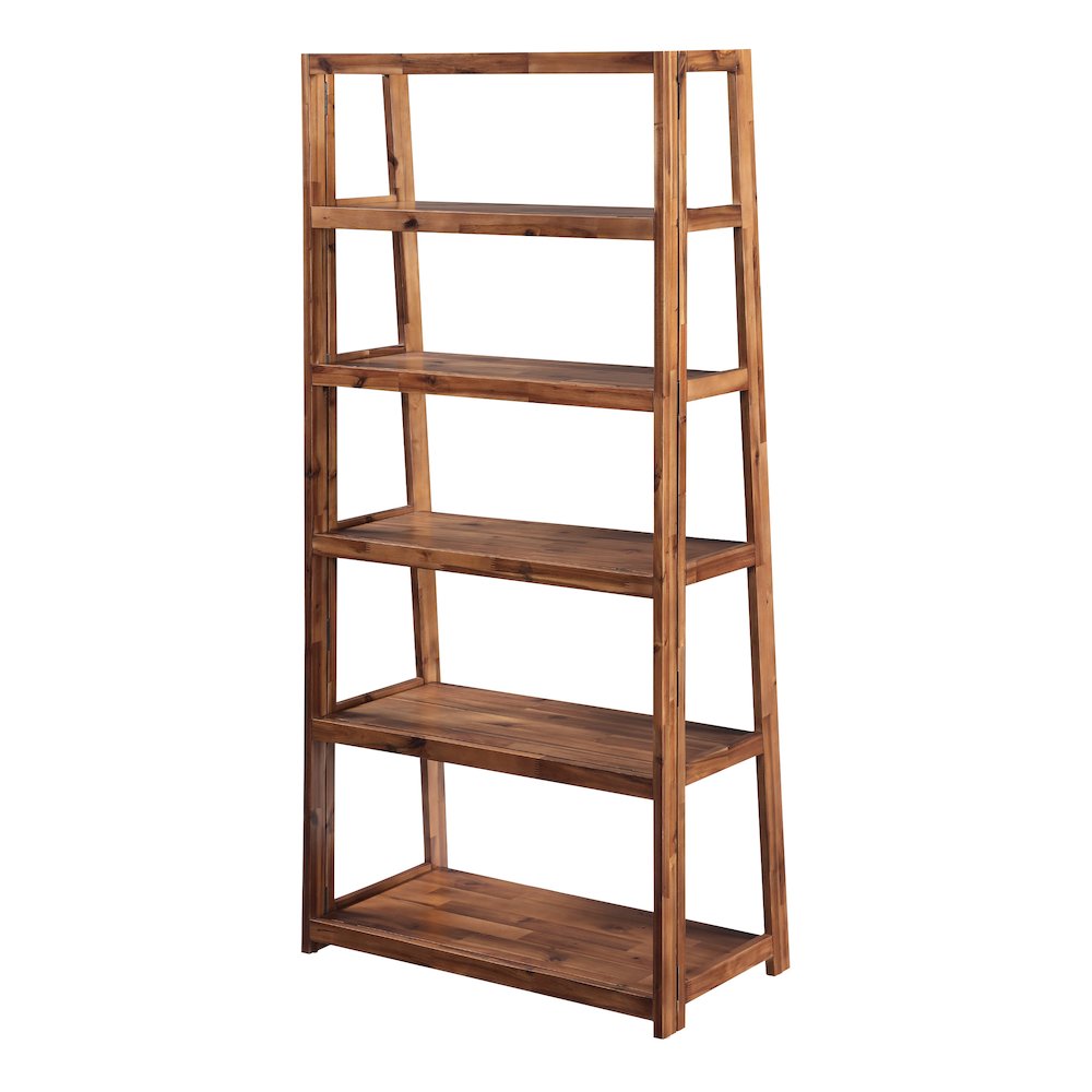 Bayfront 5-Self Folding Bookcase in Bayfront Acacia Wood Finish