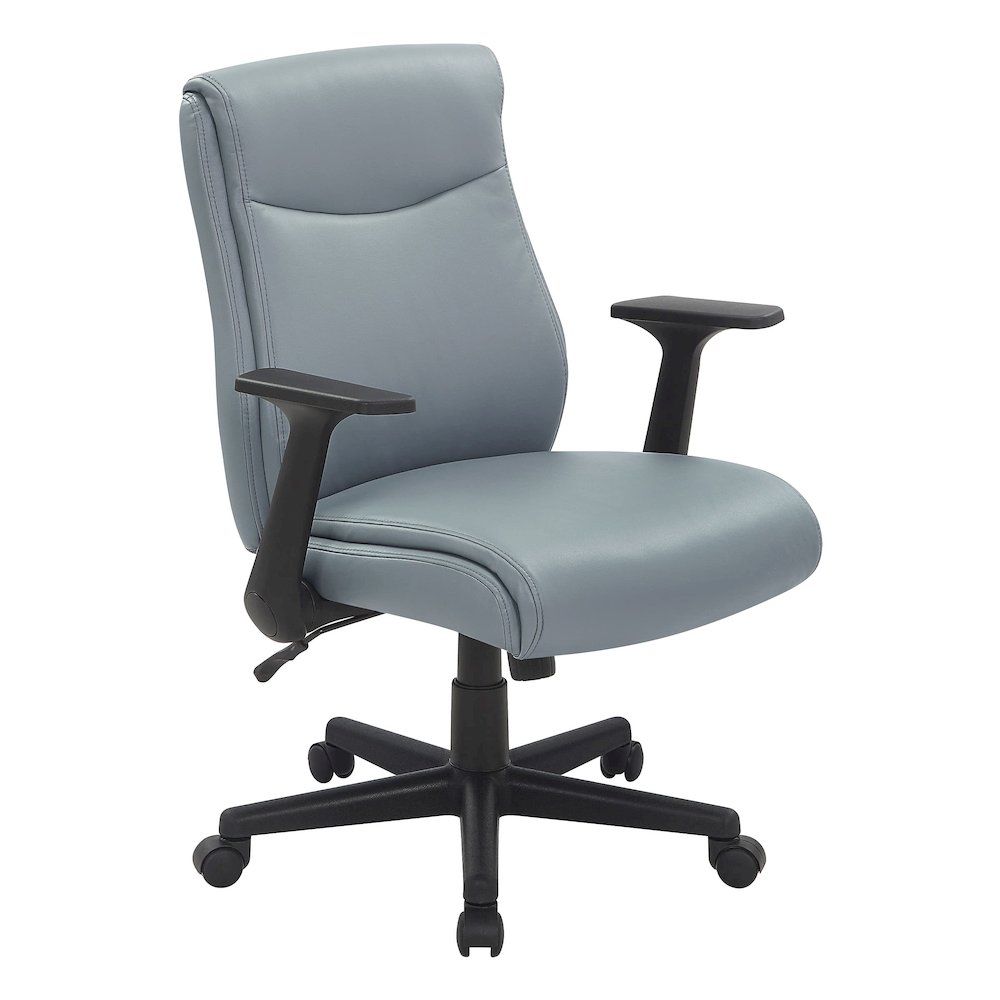 Mid-Back Managers Chair with Flip Up Arms in Charcoal Grey Faux Leather