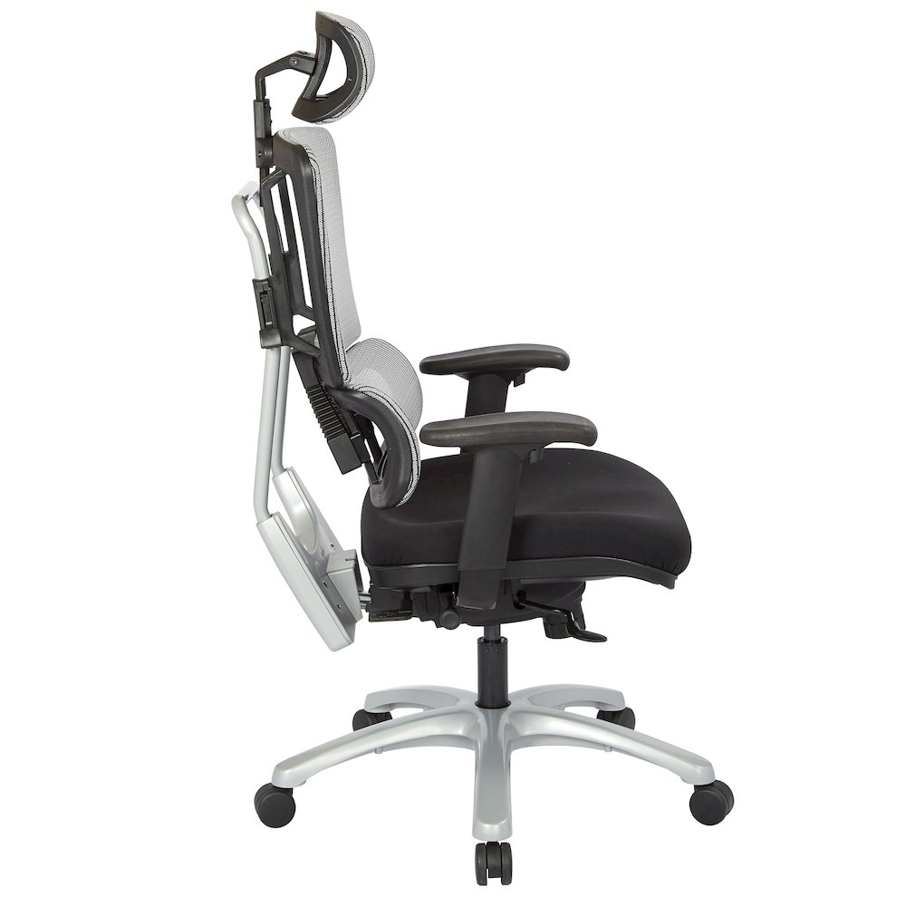 Vertical Grey Mesh Back Chair with Silver Base with headrest