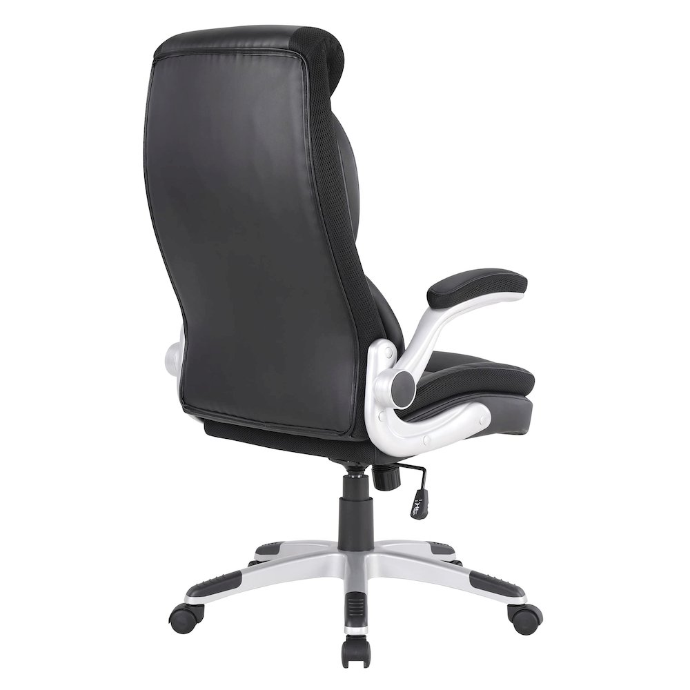 Executive Black Bonded Leather Chair with Silver Coated Nylon Base