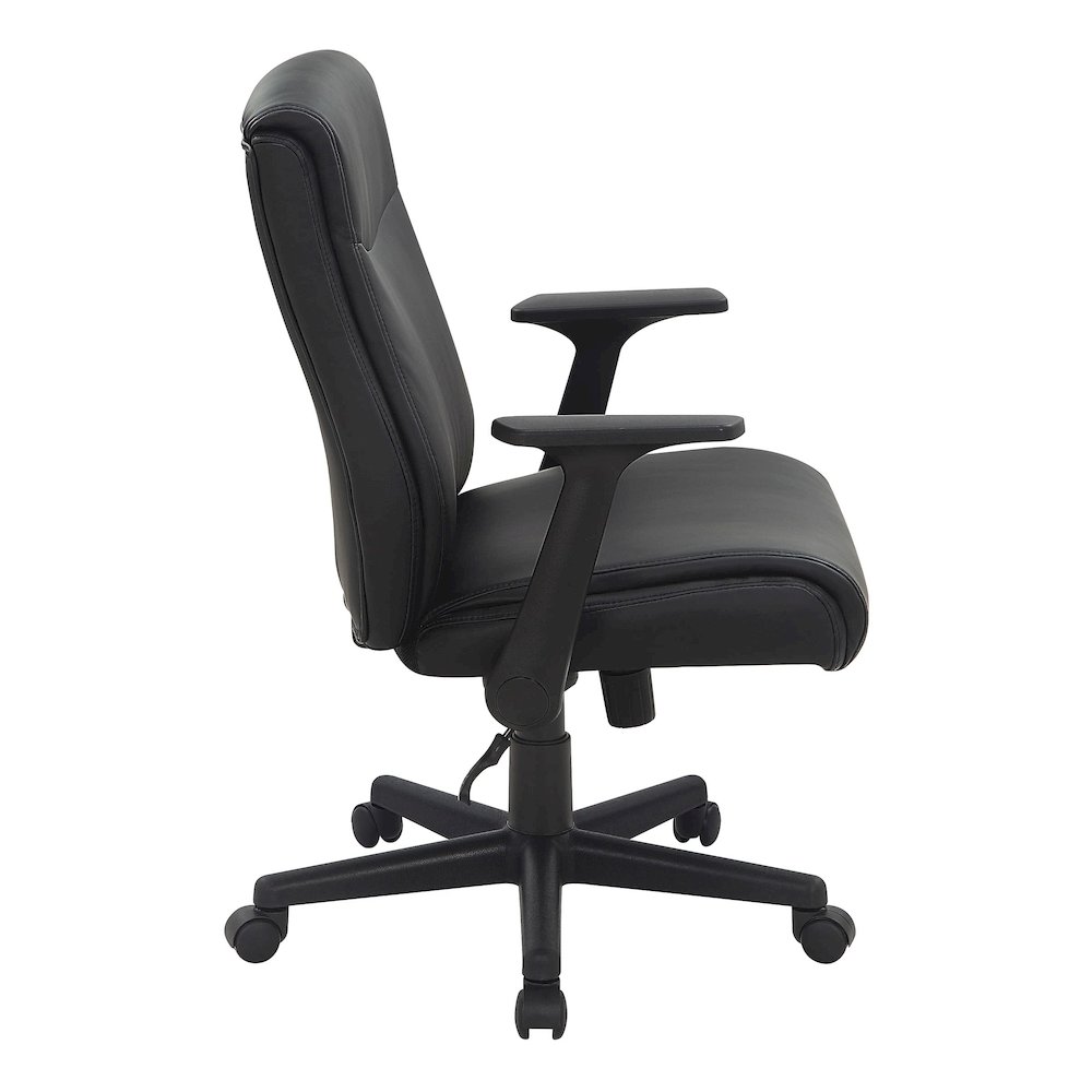Mid-Back Managers Chair with Flip Up Arms in Black Faux Leather