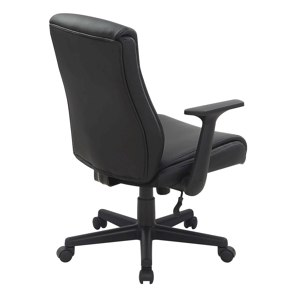 Mid-Back Managers Chair with Flip Up Arms in Black Faux Leather