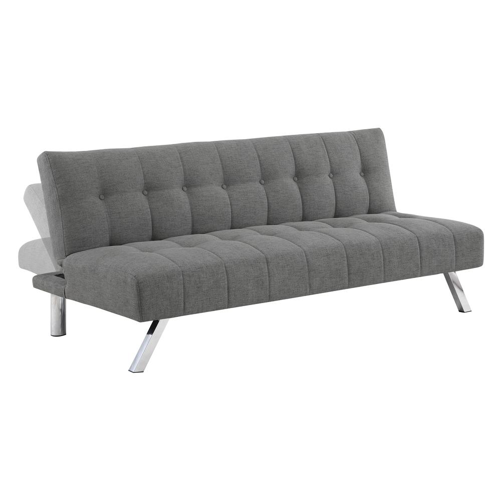 Sawyer Futon in Grey Fabric with Stainless Steel Legs