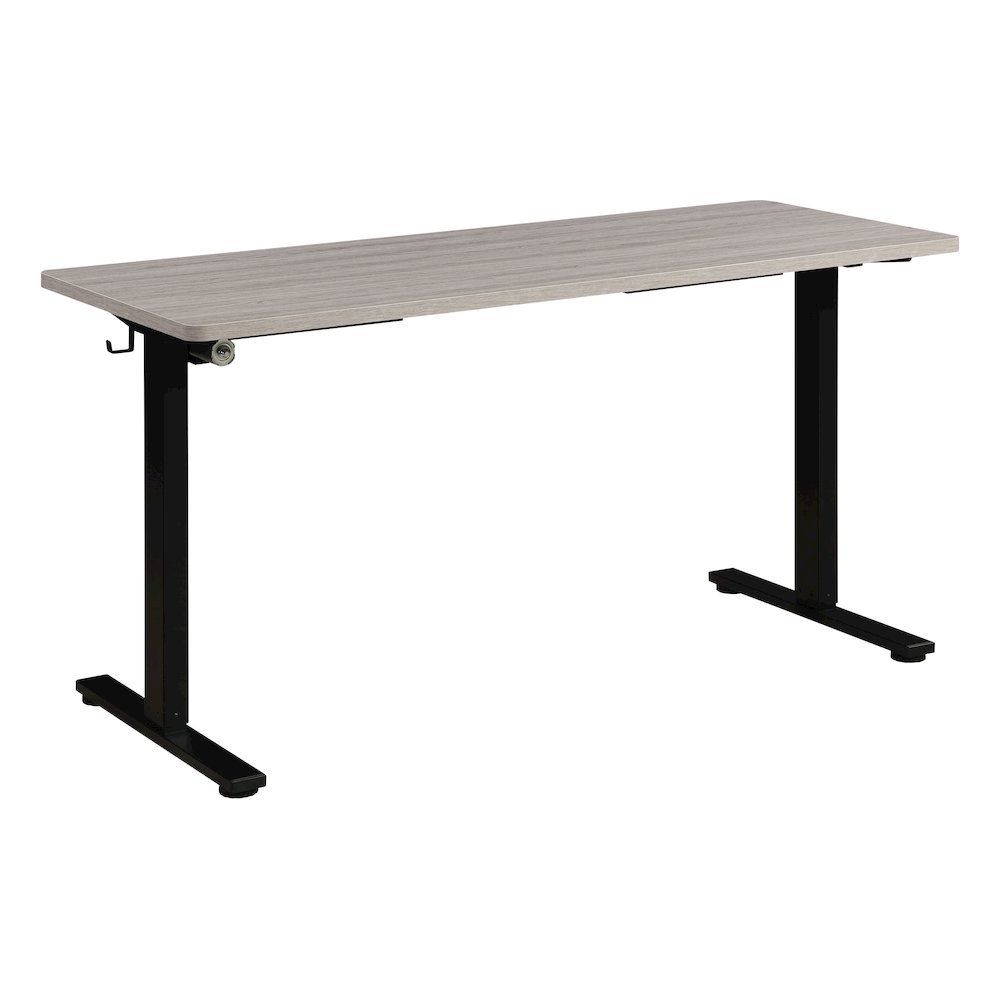 Primo 59″W Sit to Stand Electric Height Adjustable Desk With Light Grey Top