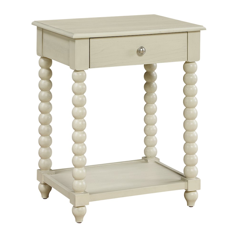 Elise Side Table With Drawer in Whitewash Finish