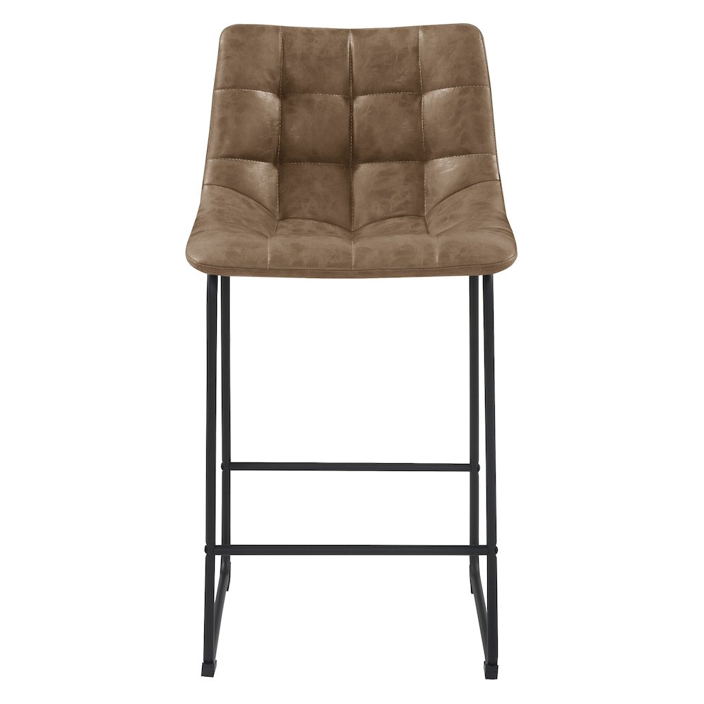 Alcott 26″ Counter Stool in Saddle Faux leather and Black Base 2-Pack