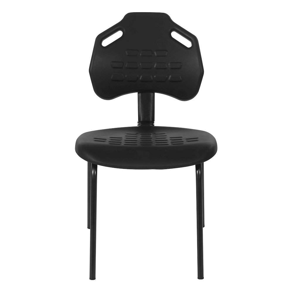 Black Self Skinned Urethane Armless Guest Chair In Black Finish Frame