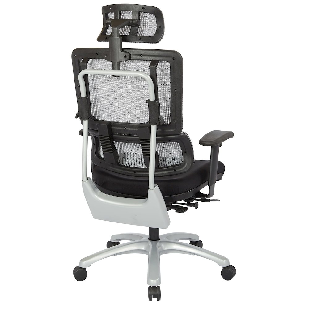 Vertical Grey Mesh Back Chair with Silver Base with headrest
