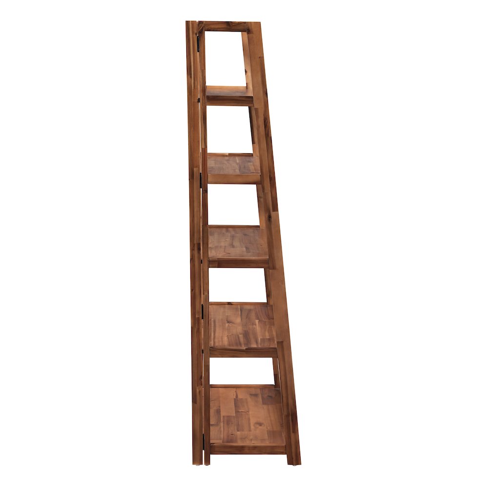Bayfront 5-Self Folding Bookcase in Bayfront Acacia Wood Finish