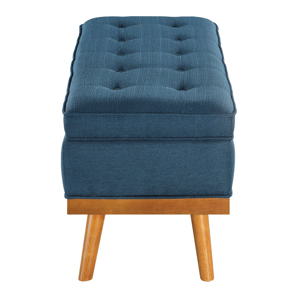 Katheryn Storage Bench in Azure Fabric with Spice Finish Legs