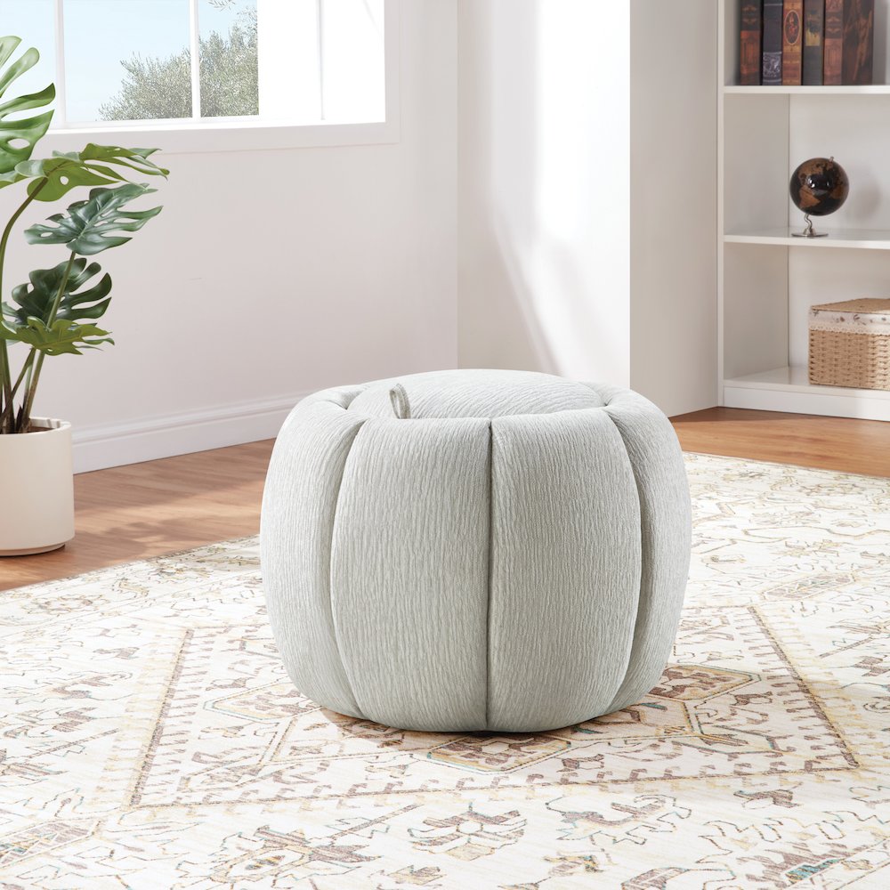 Castel Storage Ottoman in Platinum Fabric