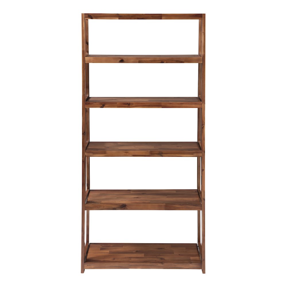 Bayfront 5-Self Folding Bookcase in Bayfront Acacia Wood Finish