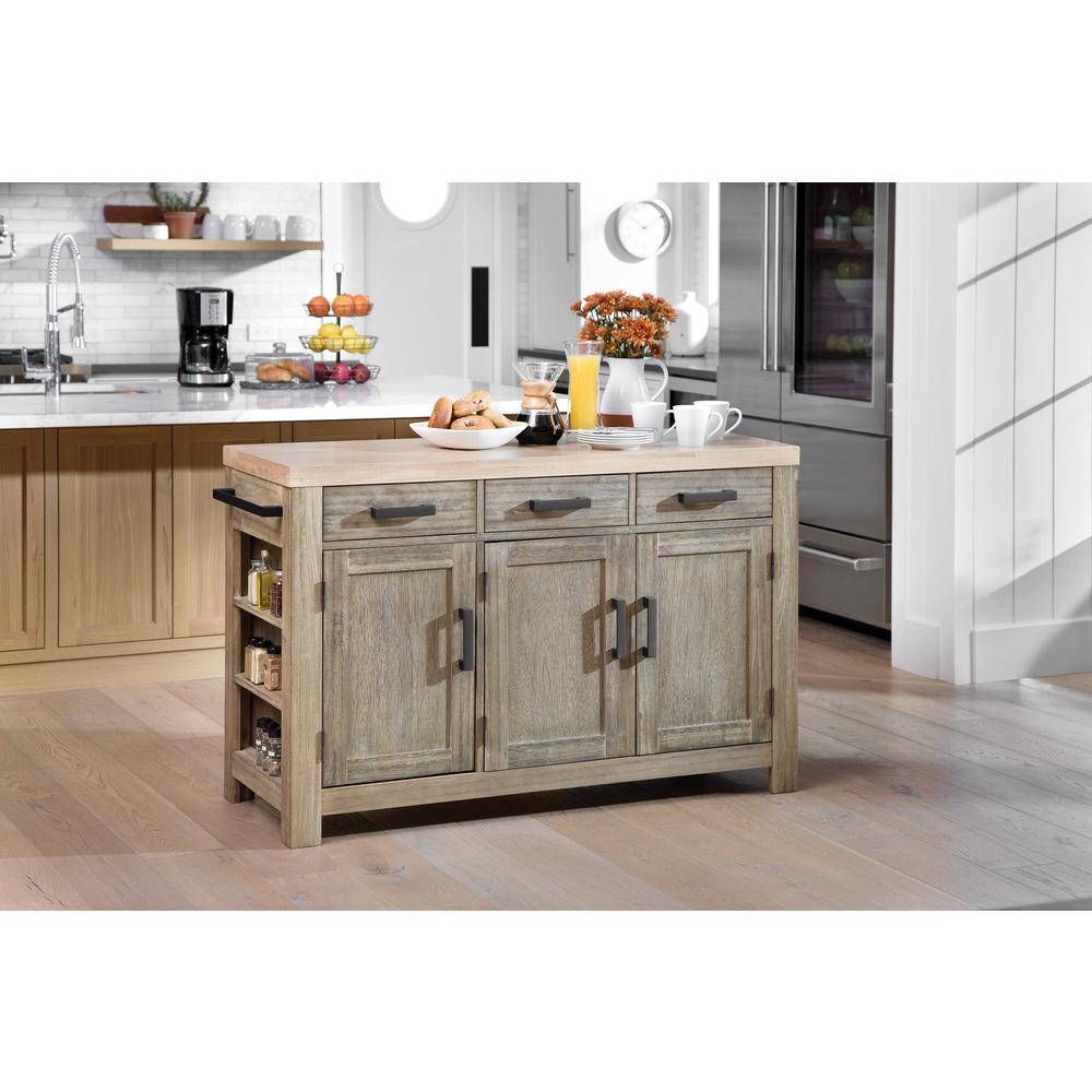Cocina Kitchen Island with Spice Rack and Wood Top