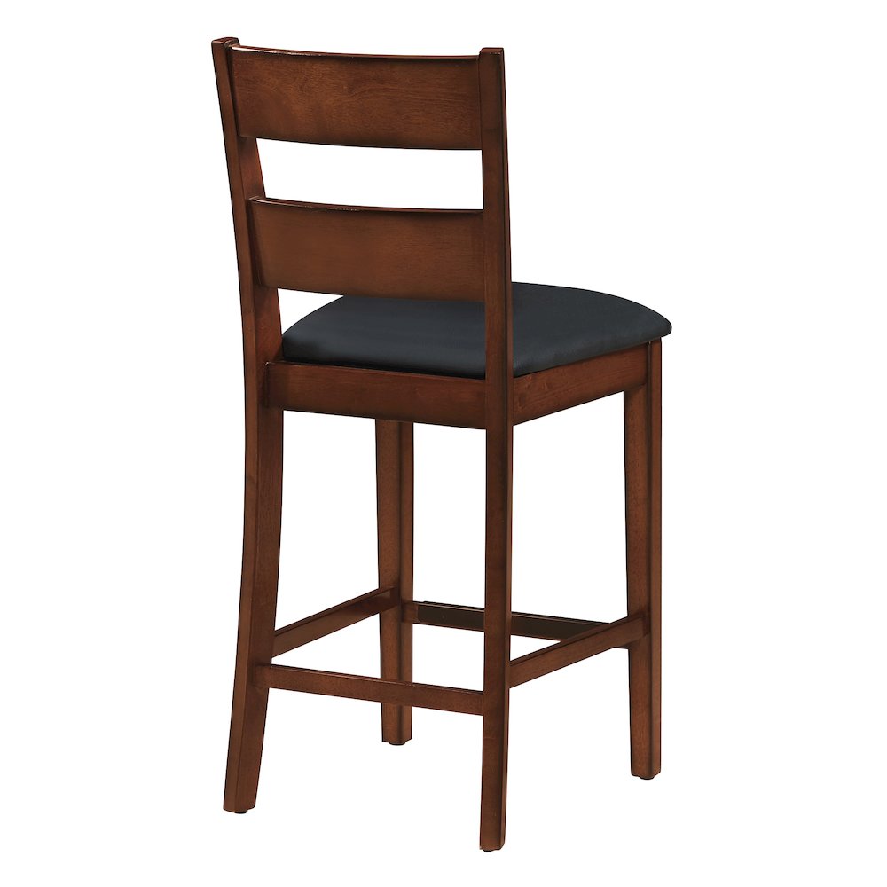 5-PC Counter Height Dining Set With Blue Vinyl Fabric and Walnut Wood Finish