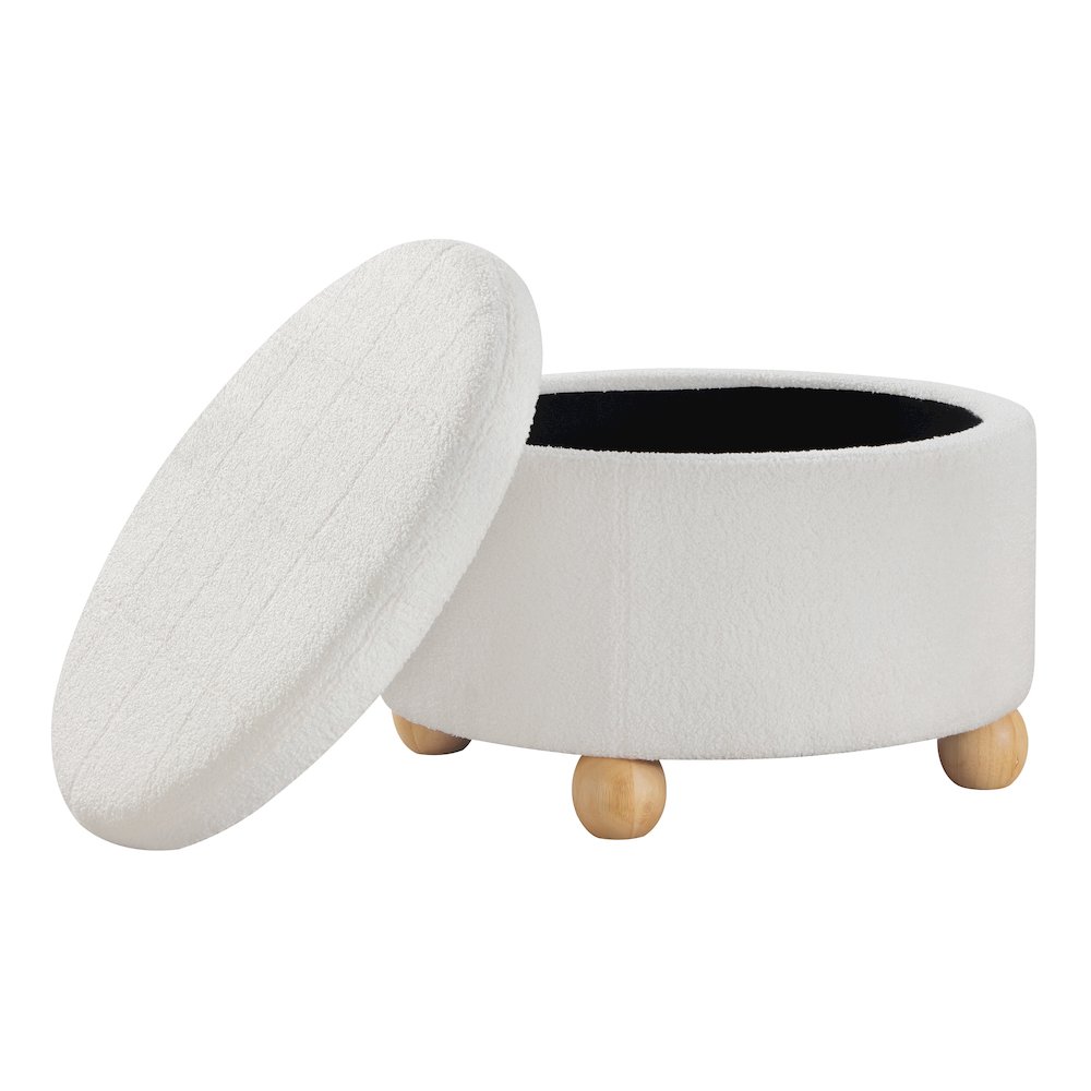 Baynes Storage Ottoman in Ivory Sherpa Fabric