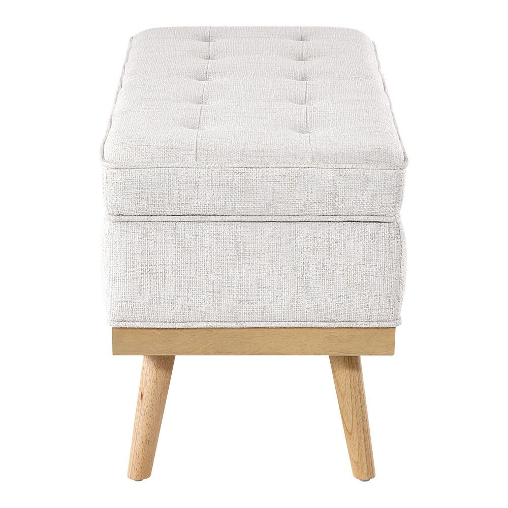 Katheryn Storage Bench in Linen Fabric with National Wood Legs