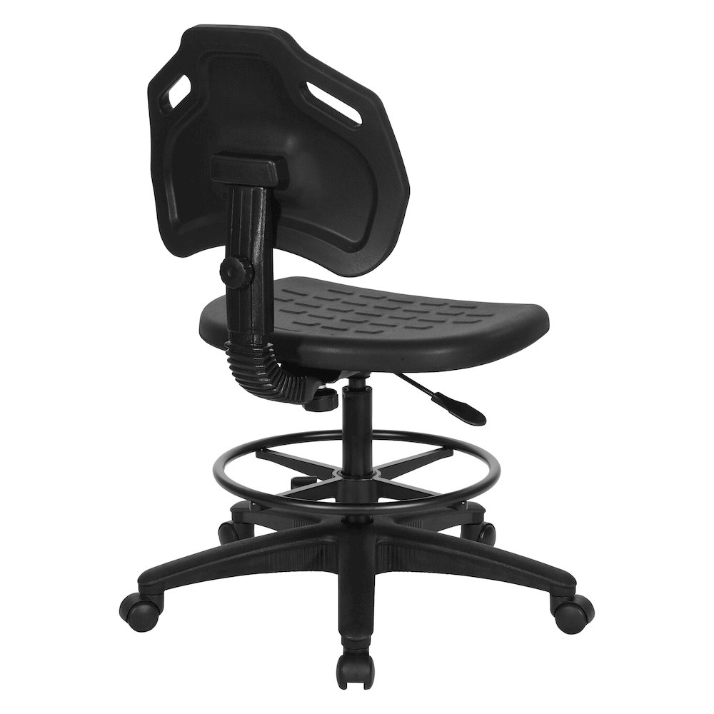 Black Skinned Urethane Intermediate Drafting Chair Adjustable Black Footrest