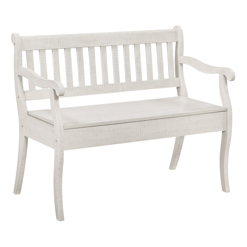 Wakefield Entryway Storage Bench in Destressed White Finish