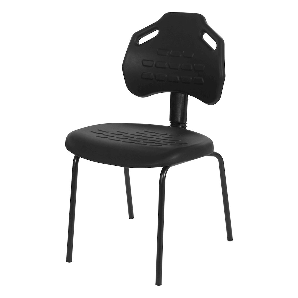 Black Self Skinned Urethane Armless Guest Chair In Black Finish Frame
