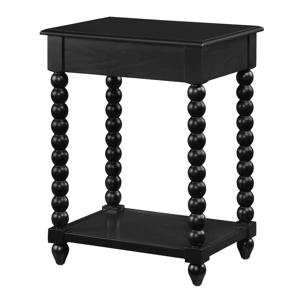 Elise Side Table With Drawer in Black Finish