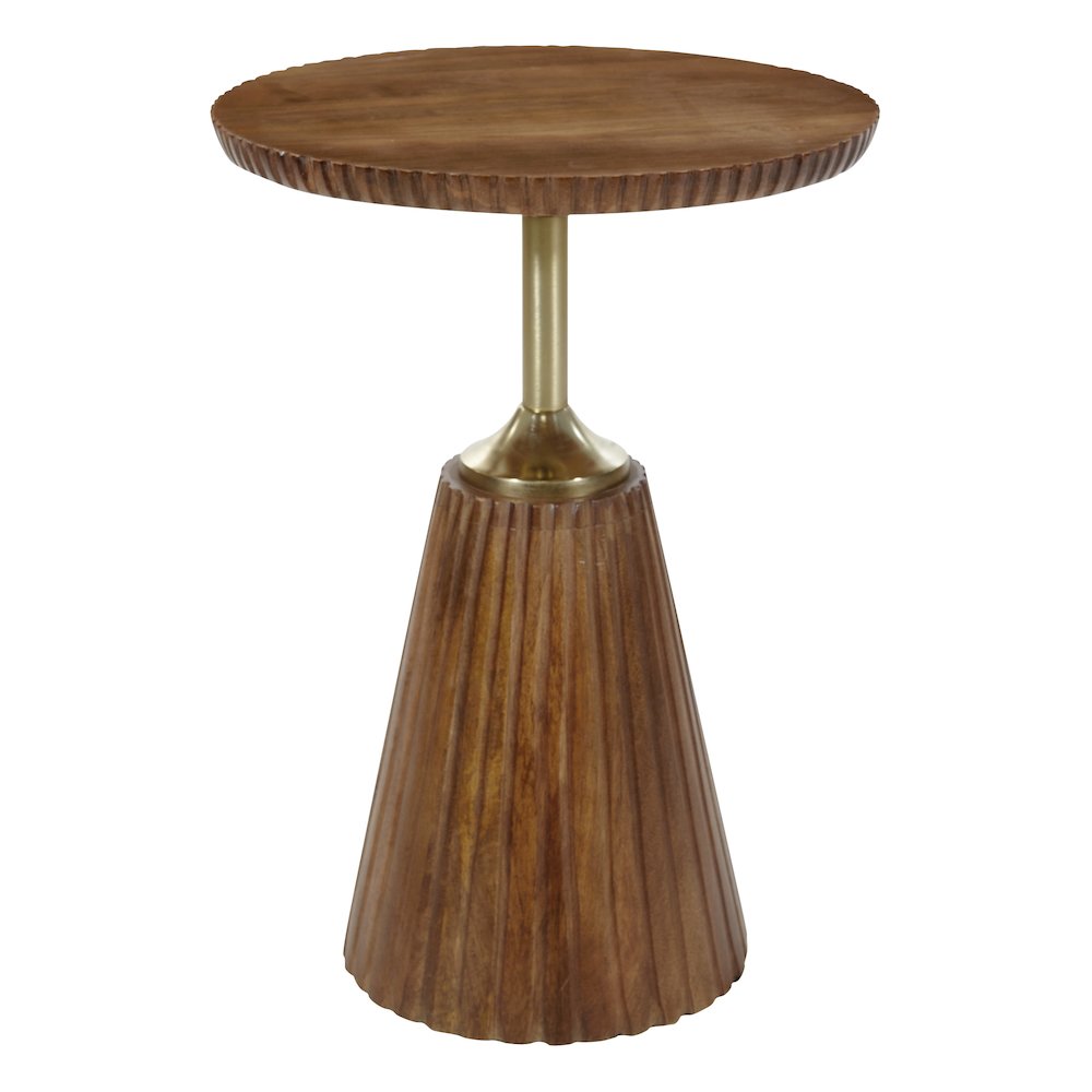 Round Side Table in Golden Honey Wood Top with Metal Base