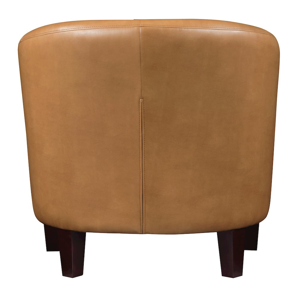 Ethan Tub Chair in Camel Faux Leather with Dark Espresso Wood Legs
