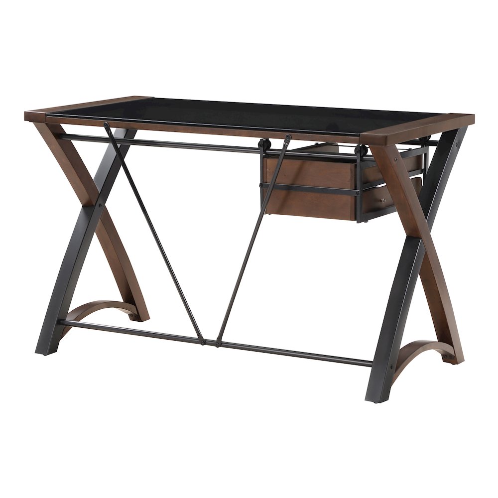48″ Glass-Top Desk with Storage