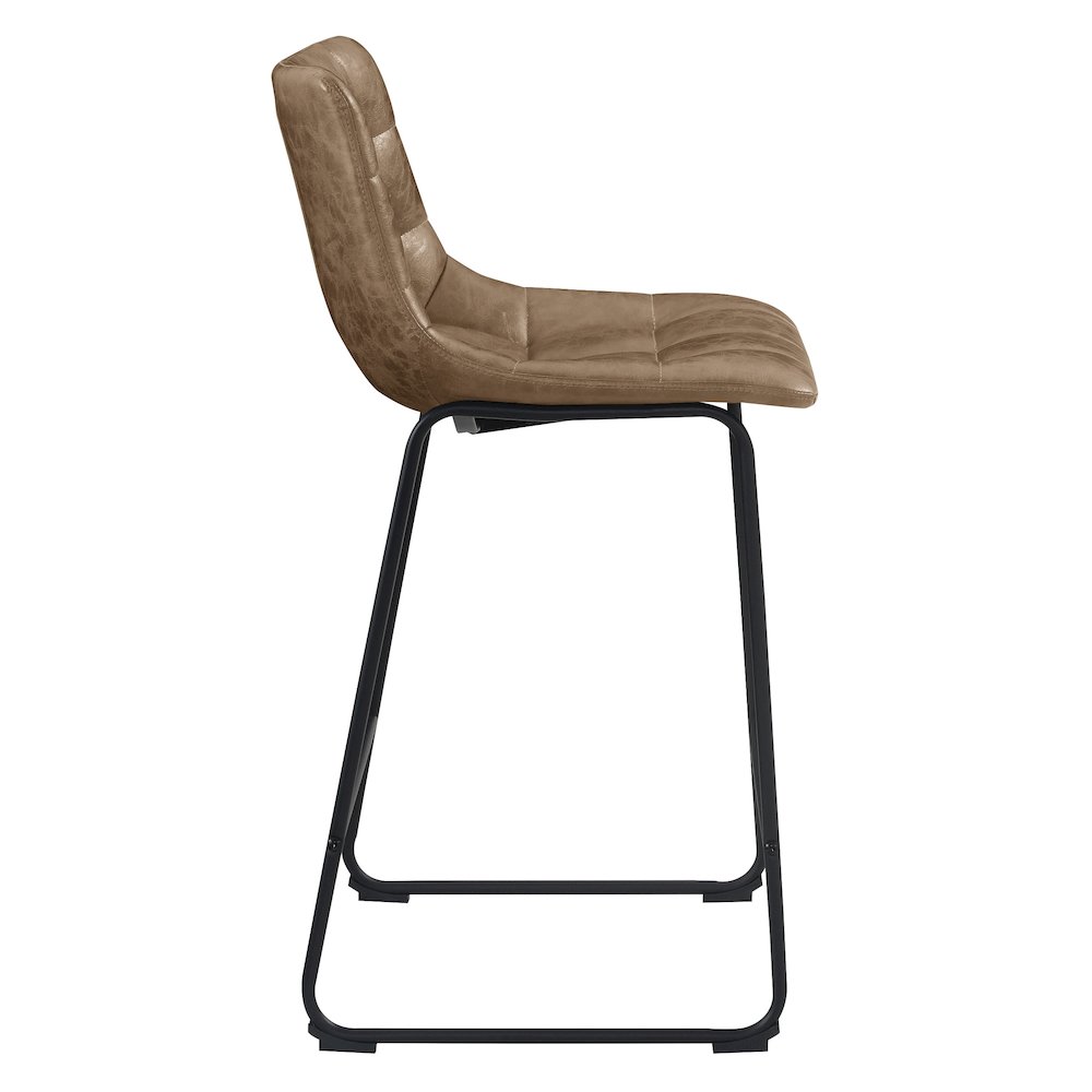 Alcott 26″ Counter Stool in Saddle Faux leather and Black Base 2-Pack