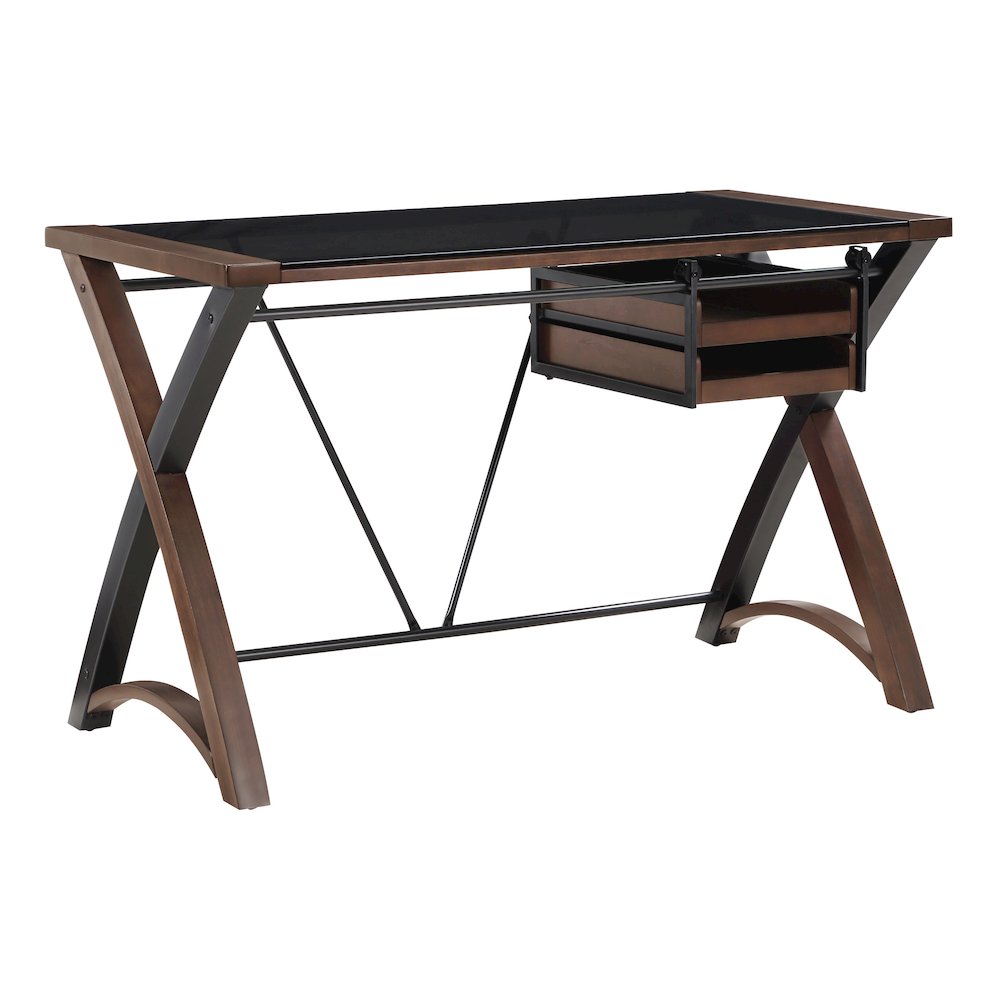 48″ Glass-Top Desk with Storage