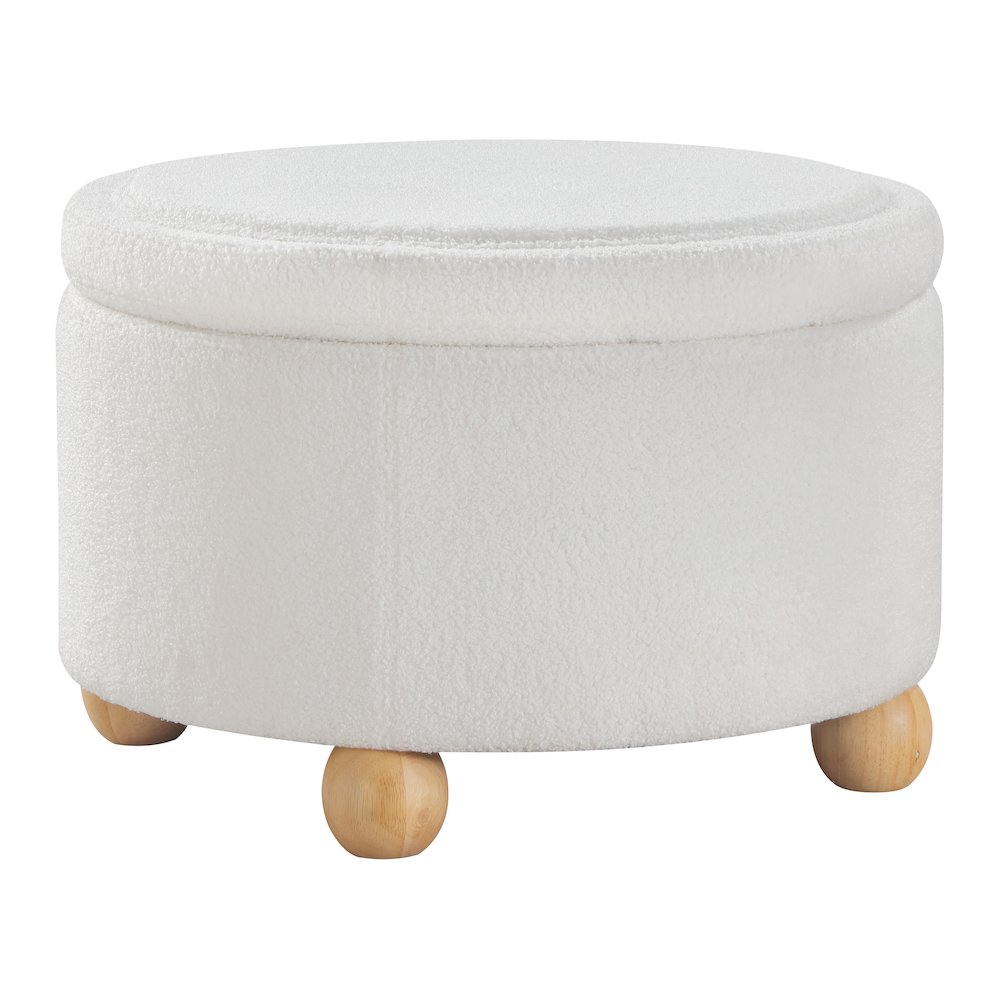 Baynes Storage Ottoman in Ivory Sherpa Fabric