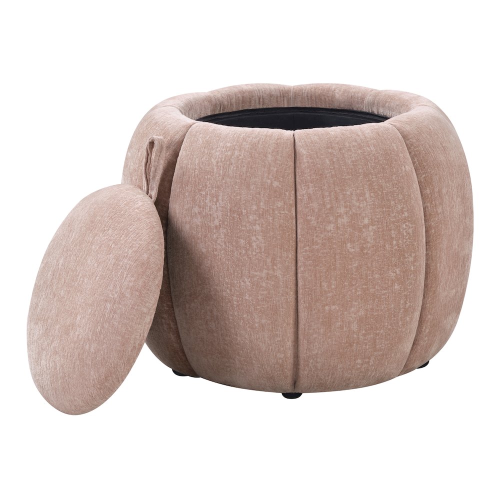 Castel Storage Ottoman in Blush Fabric
