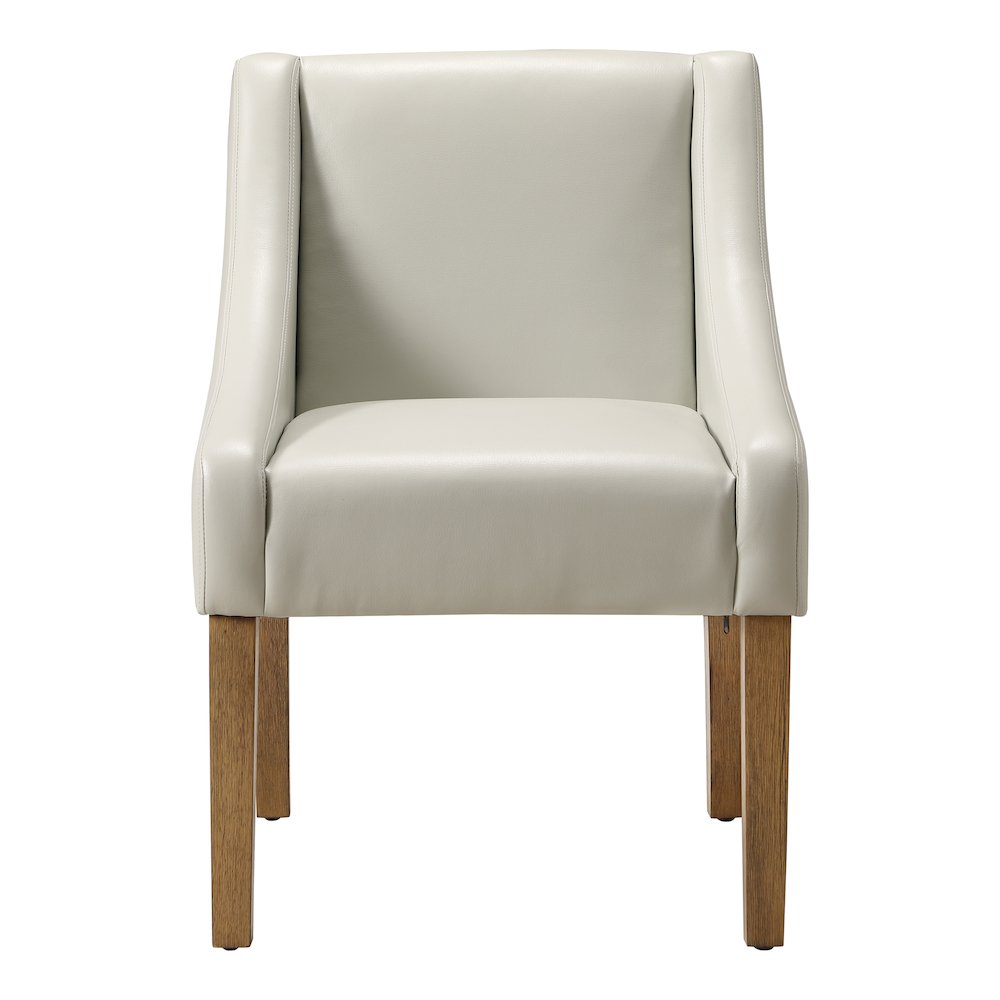 Monarch Dining Chair In Cream Faux Leather With Medium Espresso Wood Legs