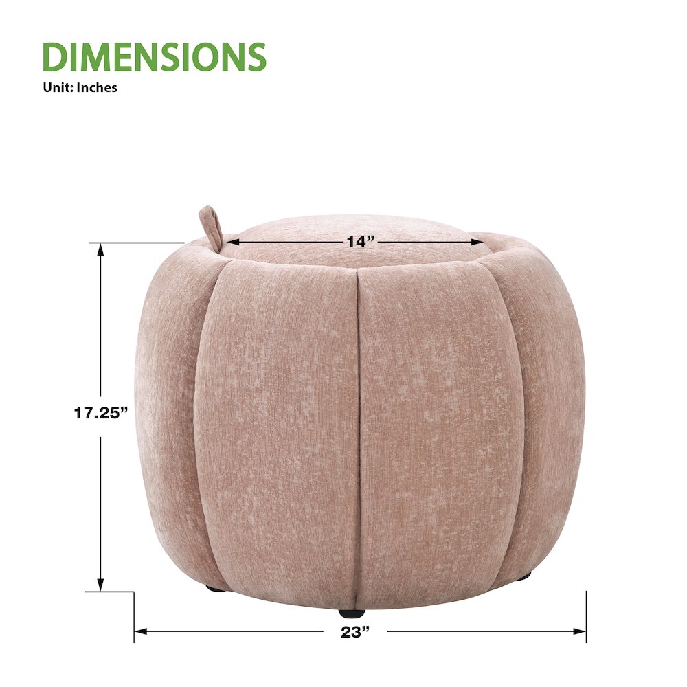 Castel Storage Ottoman in Blush Fabric