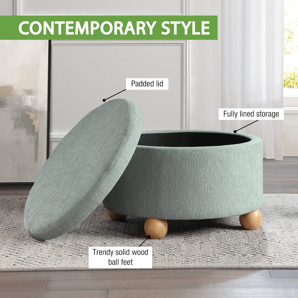 Baynes Storage Ottoman in Mist Fabric