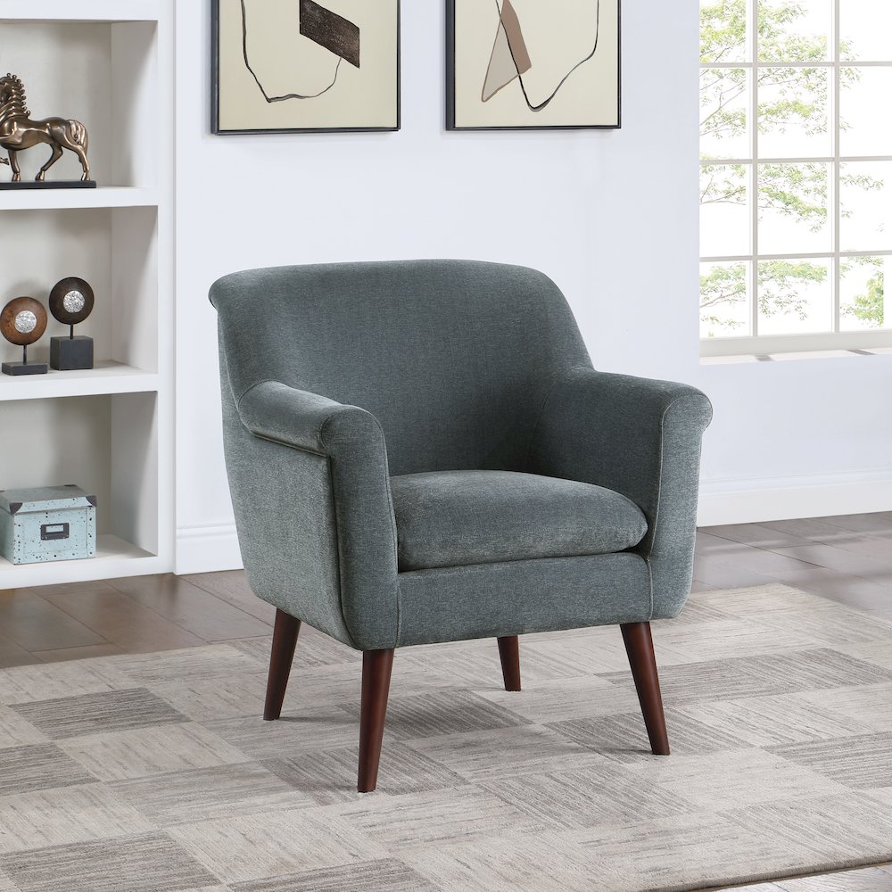 Dane Chair Slate Fabric With Dark Coffee Finish
