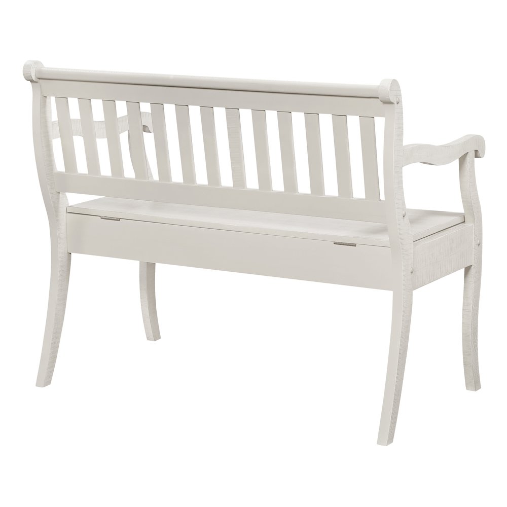Wakefield Entryway Storage Bench in Destressed White Finish