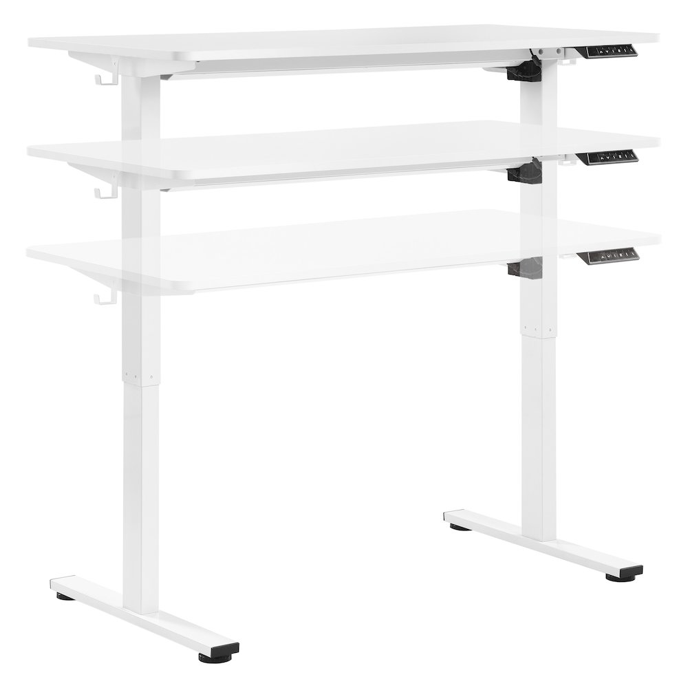 Primo 48″W Sit to Stand Electric Height Adjustable Desk in White Finish