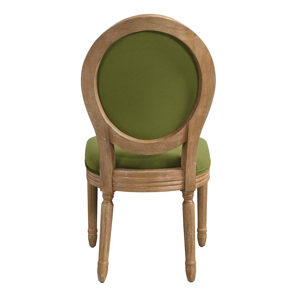 Lillian Oval Back Chair in Moss Fabric with Brushed Frame