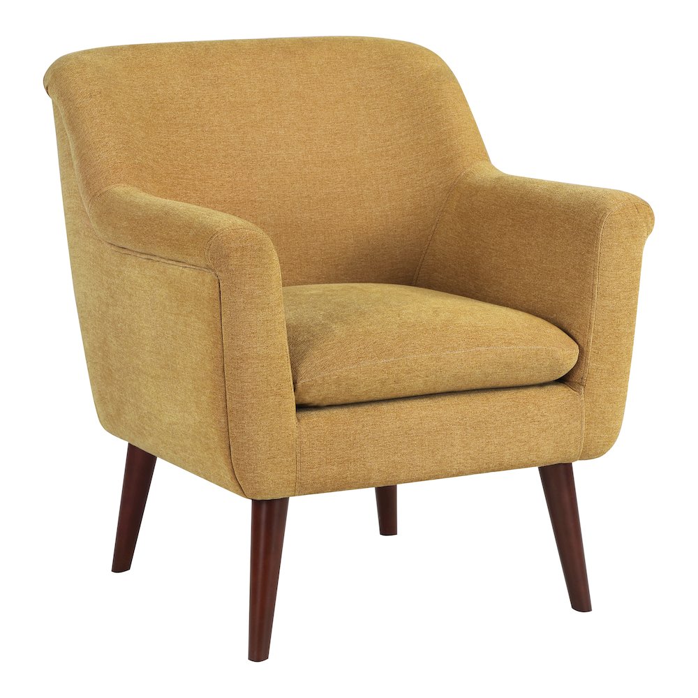 Dane Chair In Saffron Fabric With A Dark Coffee Finish Legs