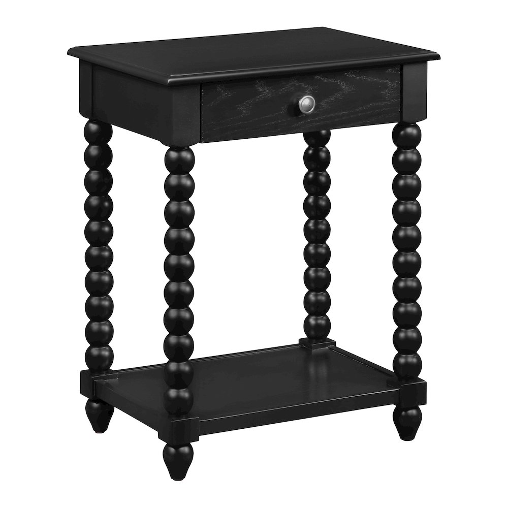 Elise Side Table With Drawer in Black Finish