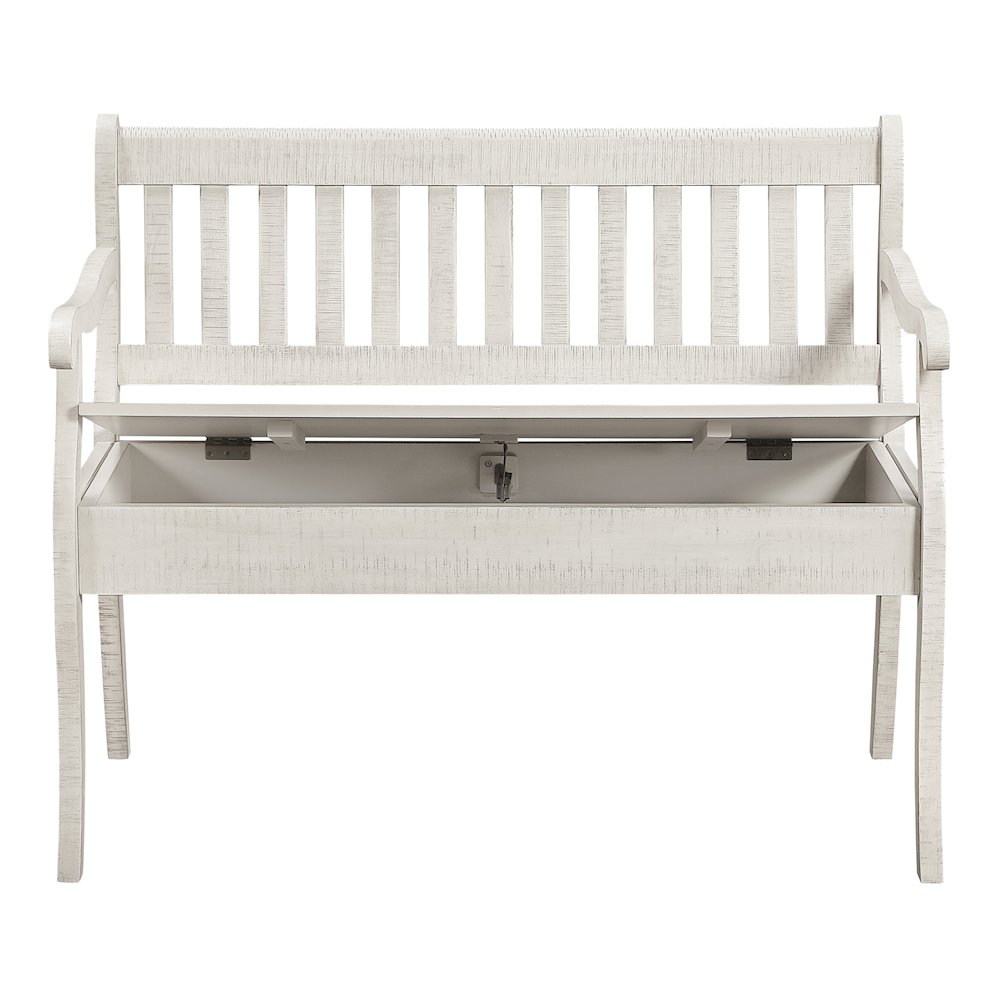 Wakefield Entryway Storage Bench in Destressed White Finish
