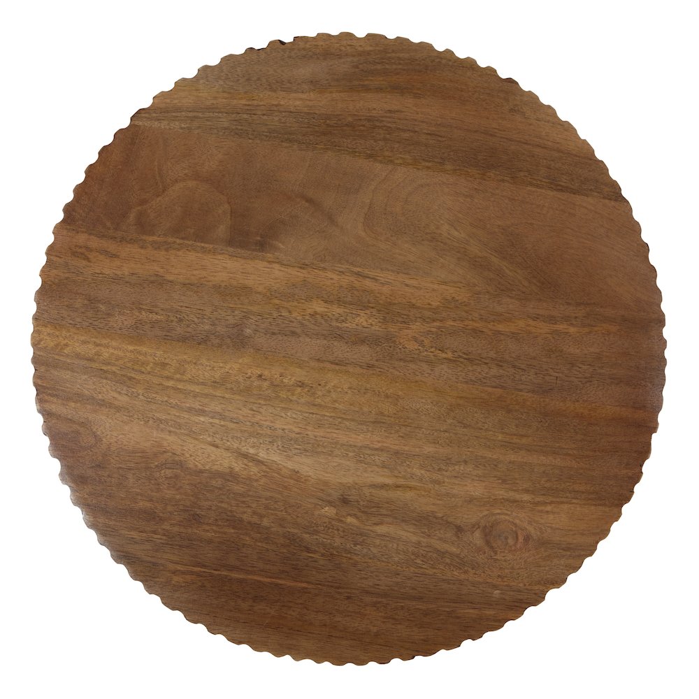 Round Side Table in Golden Honey Wood Top with Metal Base