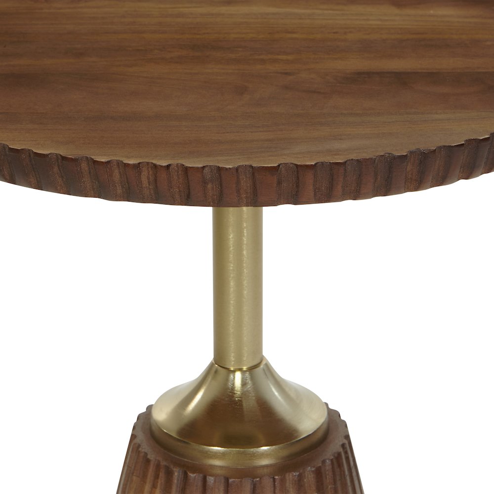 Round Side Table in Golden Honey Wood Top with Metal Base
