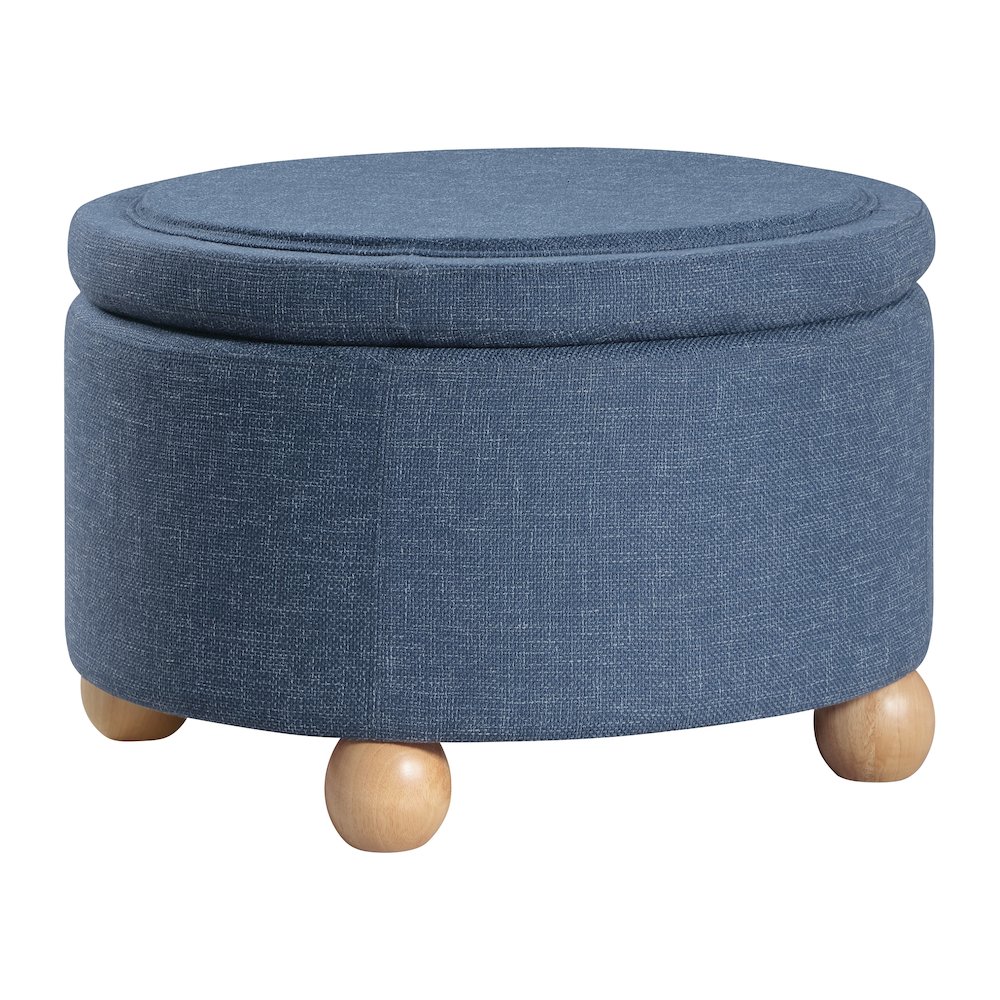 Baynes Storage Ottoman in Navy Fabric